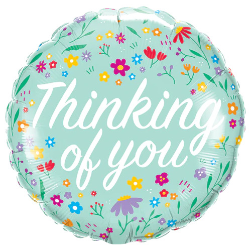 45cm Round Foil Thinking Of You Petite Floral #26819 - Each (Pkgd.)