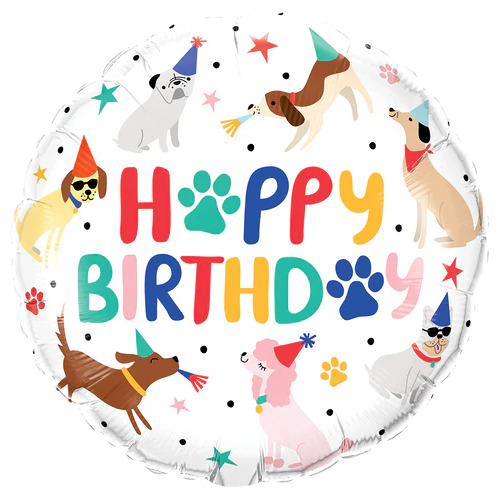 45cm Round Birthday Party Puppies #26982 - Each (Pkgd.) 