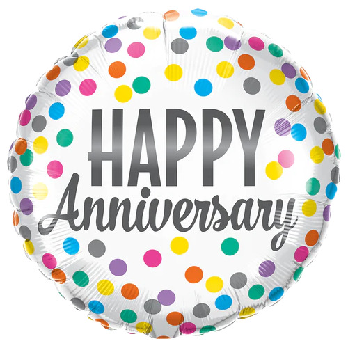 45cm Round Foil Anniversary Confetti Dots #26985 - Each (Pkgd.)
