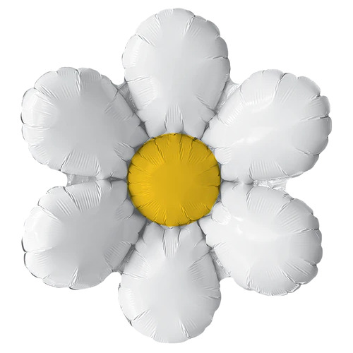 Mini Shape Retro Daisy 35cm Foil Balloon #27309AF - Each (Inflated, supplied air-filled on stick) 