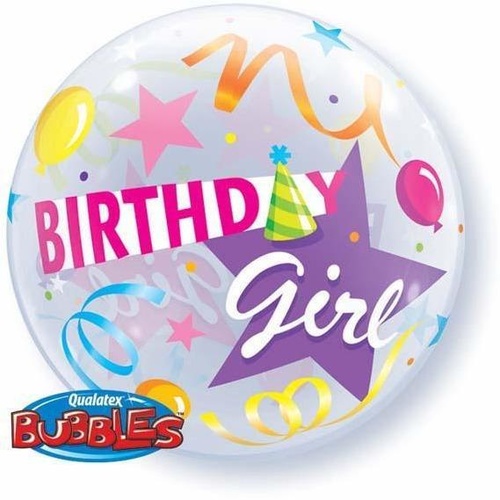 56cm Single Bubble Birthday Girl Party Hat #27511 - Each TEMPORARILY UNAVAILABLE
