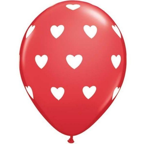 40cm Round White & Red Big Hearts #27537 - Pack of 50 SPECIAL ORDER ITEM