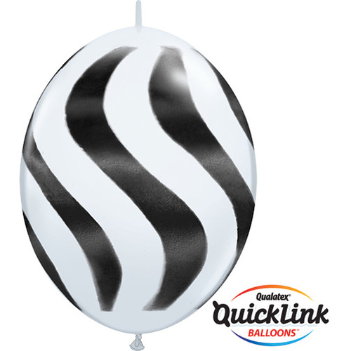 30cm Quick Link White Wavy Stripes / Black #27933 - Pack Of 50 SPECIAL ORDER ITEM