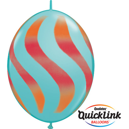 30cm Quick Link Caribbean Blue Wavy Stripes/ORG & RED #28094 - Pack Of 50 SPECIAL ORDER ITEM