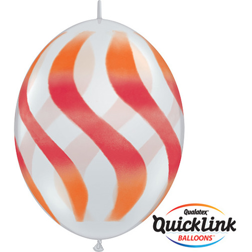 30cm Quick Link Diamond Clear Wavy Stripes/ORG & RED #28095 - Pack Of 50 SPECIAL ORDER ITEM