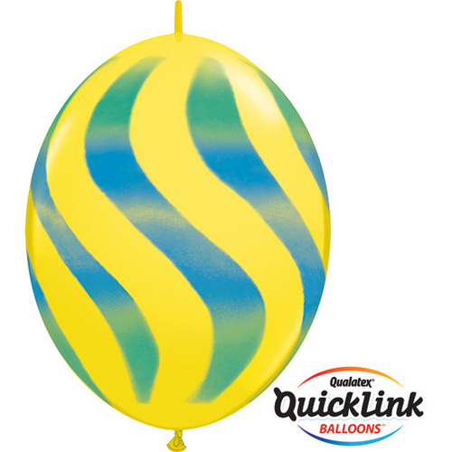 30cm Quick Link Yellow Wavy Stripes/GRN & BLUE #28107 - Pack Of 50 SPECIAL ORDER ITEM