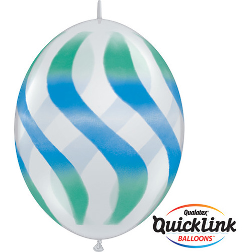 30cm Quick Link Diamond Clear Wavy Stripes/GRN & BLUE #28109 - Pack Of 50 SPECIAL ORDER ITEM