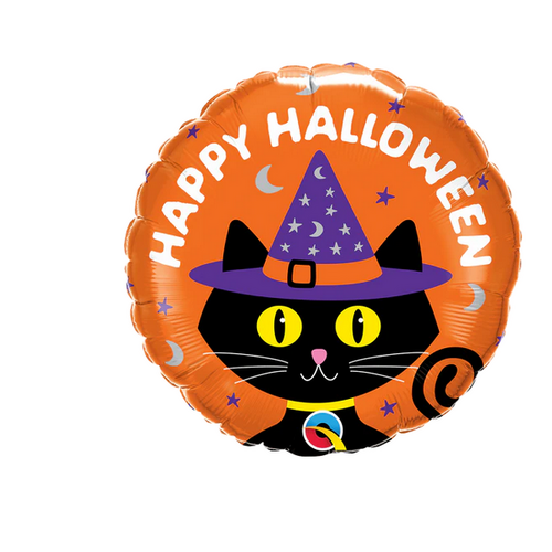 45cm Halloween Black Cat & Hat Foil Balloon #28111 - Each (Pkgd.)