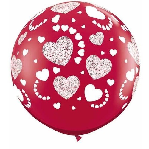 90cm Round Ruby Red Etched Hearts-A-Round #28156 - Pack of 2 SPECIAL ORDER ITEM