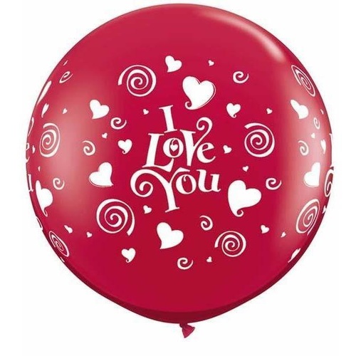 90cm Round Ruby Red I Love You Swirling Hearts Wrap #28188 - Pack of 2 SPECIAL ORDER ITEM