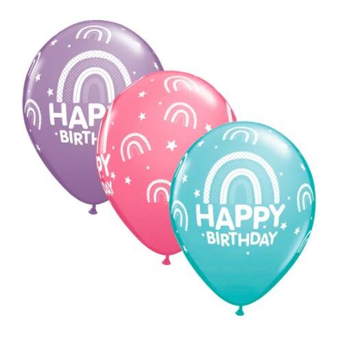 28cm Round Latex Assorted Birthday Boho Rainbows #28880 - Pack of 50 TEMPORARILY UNAVAILABLE