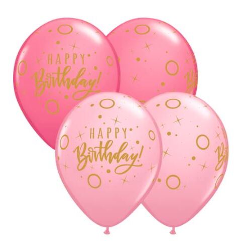 28cm Round Pink Assorted Birthday Dots & Sparkles #28885 - Pack of 50 