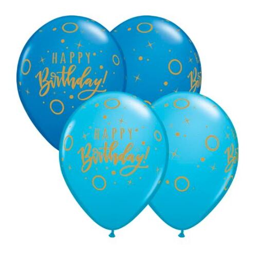 28cm Round Blue Assorted Birthday Dots & Sparkles #28896 - Pack of 50 