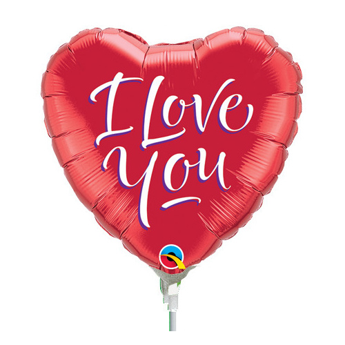 22cm Love I Love You Script Modern Foil Balloon #29131AF - Each (Inflated, supplied air-filled on stick)