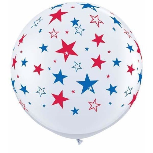 90cm Round White Red & Blue Stars #29203 - Pack of 2 SPECIAL ORDER ITEM - TEMPORARILY UNAVAILABLE