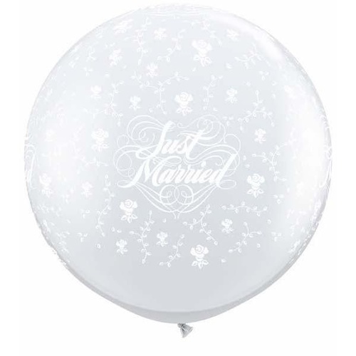90cm Round Diamond Clear Just Married Flowers-A-Round #29209 - Pack of 2 SPECIAL ORDER ITEM