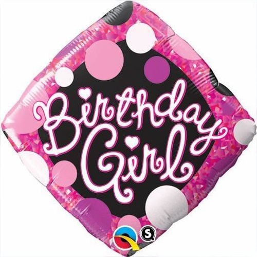 45cm Diamond Foil Birthday Girl Pink & Black #29592 - Each (Pkgd.)