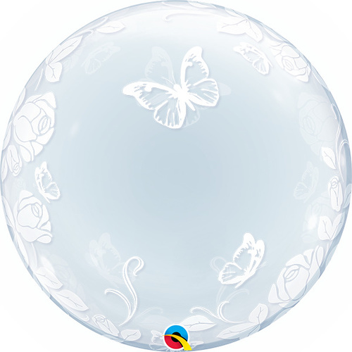 60cm Deco Bubble Elegant Roses & Butterflies #29718 - Each 