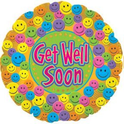 45cm Round Foil Get Well Soon Smiley #30114343 - Each (Pkgd.) TEMPORARILY UNAVAILABLE