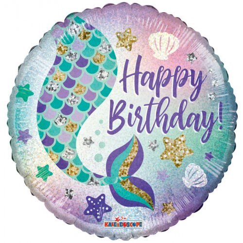45cm Round Foil Holographic Birthday Mermaid #30209033 - Each (Pkgd.) TEMPORARILY UNAVAILABLE