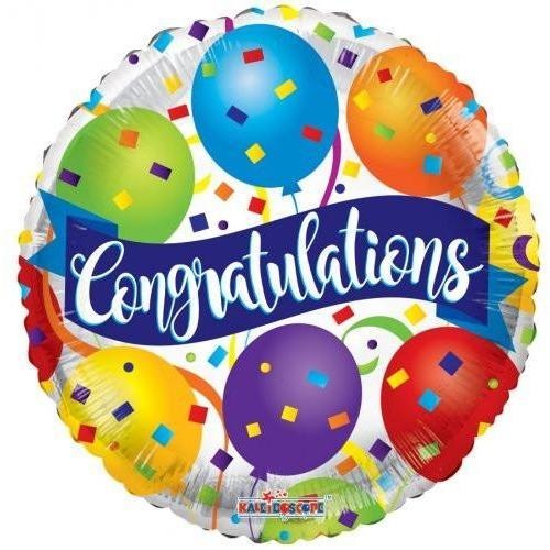45cm Round Congratulations Banner Foil Balloon #30209277 - Each (Pkgd.) TEMPORARILY UNAVAILABLE