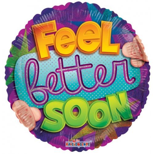 45cm Round Foil Feel Better Soon Holographic #30209731 - Each (Pkgd.) TEMPORARILY UNAVAILABLE