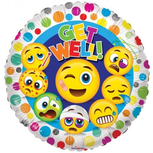 45cm Round Foil Get Well Smiles #30209732 - Each (Pkgd.) TEMPORARILY UNAVAILABLE