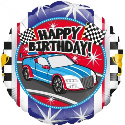 45cm Round Foil Happy Birthday Sports Car #30210710- Each (Pkgd.)