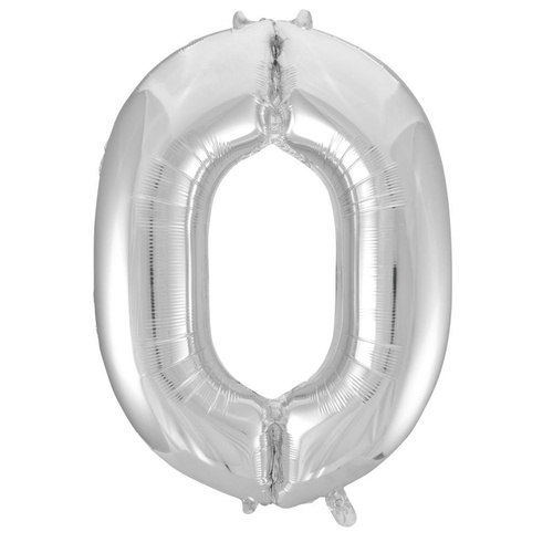 86cm Number 0 Silver Foil Balloon #30213700 - Each (Pkgd.) 
