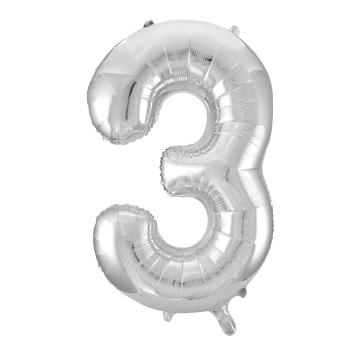 86cm Number 3 Silver Foil Balloon #30213703 - Each (Pkgd.) 