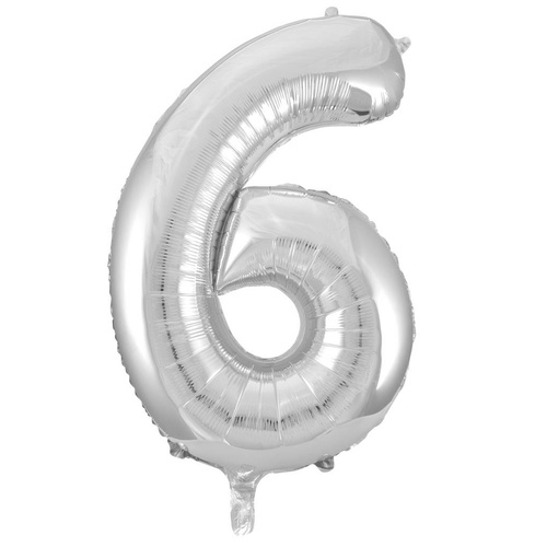 86cm Number 6 Silver Foil Balloon #30213706 - Each (Pkgd.) 