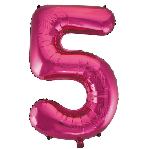 86cm Number 5 Magenta Foil Balloon #30213725 - Each (Pkgd.) TEMPORARILY UNAVAILBLE