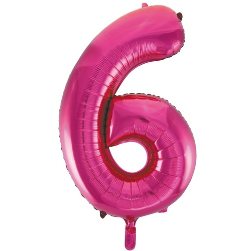 86cm Number 6 Magenta Foil Balloon #30213726 - Each (Pkgd.)