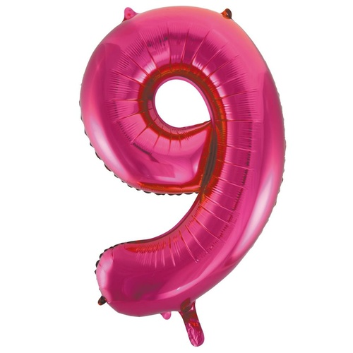 86cm Number 9 Magenta Foil Balloon #213729 - Each (Pkgd.)