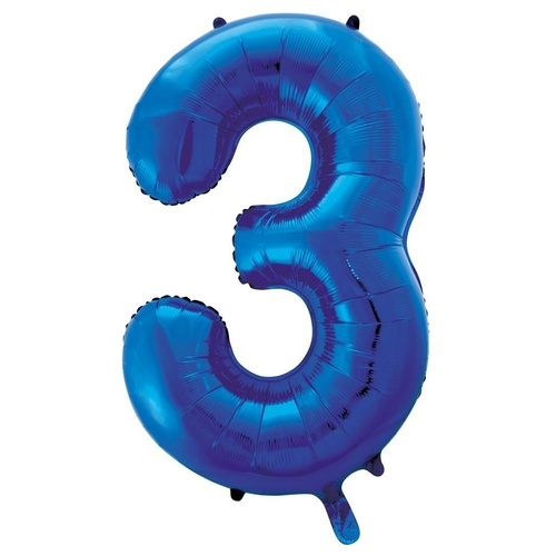 86cm Number 3 Blue Foil Balloon #30213733 - Each (Pkgd.) 