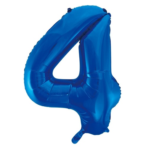 86cm Number 4 Blue Foil Balloon #30213734 - Each (Pkgd.)