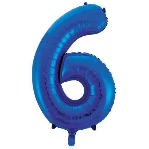 86cm Number 6 Blue Foil Balloon #30213736 - Each (Pkgd.) 
