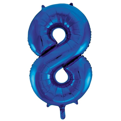 86cm Number 8 Blue Foil Balloon #213738 - Each (Pkgd.)