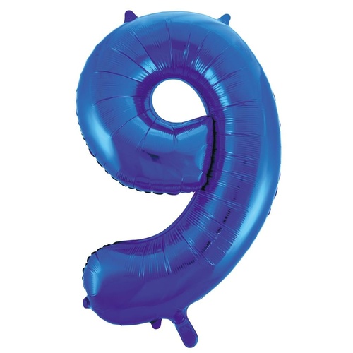 86cm Number 9 Blue Foil Balloon #213739 - Each (Pkgd.)