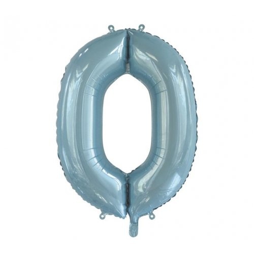 86cm Number 0 Foil Balloon Light Blue #213750 - Each (Pkgd.)