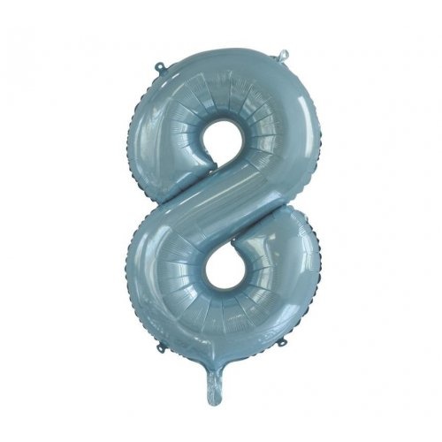 86cm Number 8 Foil Balloon Light Blue #213758 - Each (Pkgd.)