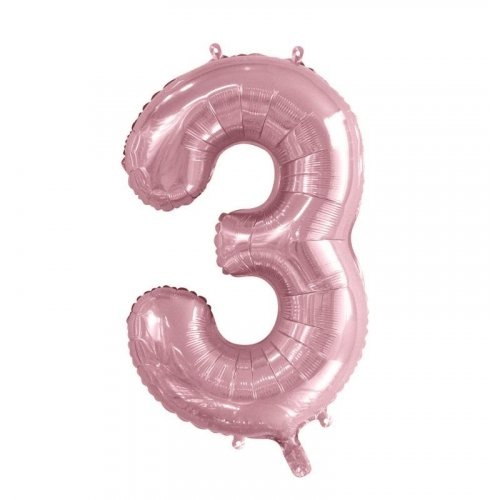 86cm Number 3 Foil Balloon Light Pink #213763 - Each (Pkgd.)