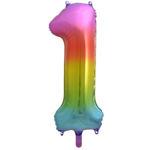 86cm Number 1 Rainbow Splash Foil Balloon #30213771 - Each (Pkgd.) 