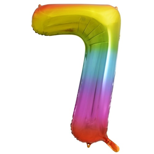 86cm Number 7 Rainbow Splash Foil Balloon #213777 - Each (Pkgd.)