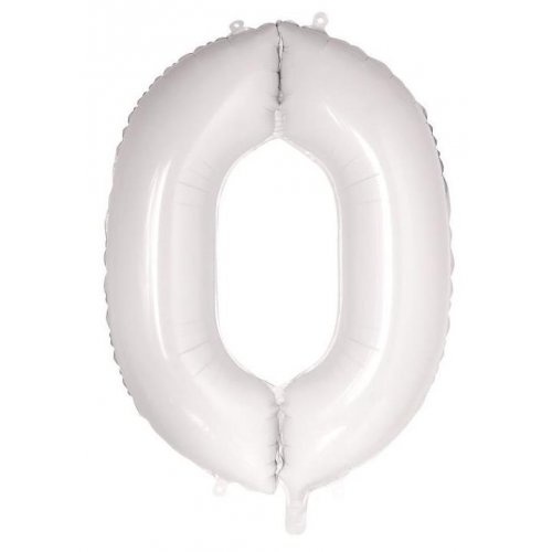 86cm Number 0 White Foil Balloon #30213800 - Each (Pkgd.)