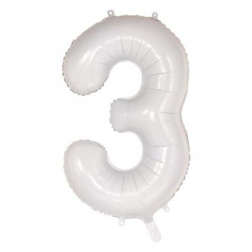 86cm Number 3 White Foil Balloon #30213803 - Each (Pkgd.) 