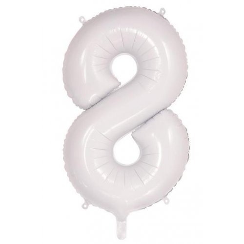 86cm Number 8 White Foil Balloon #213808 - Each (Pkgd.)