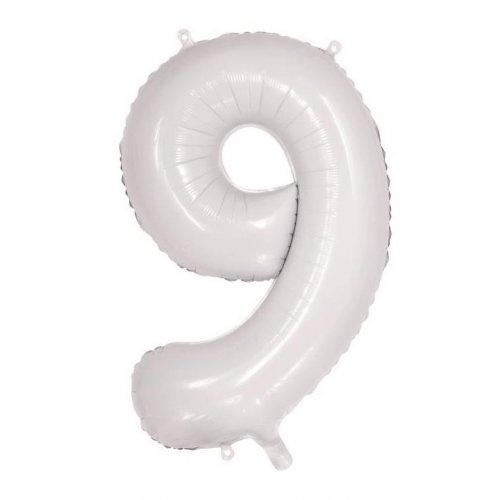 86cm Number 9 White Foil Balloon #213809 - Each (Pkgd.)