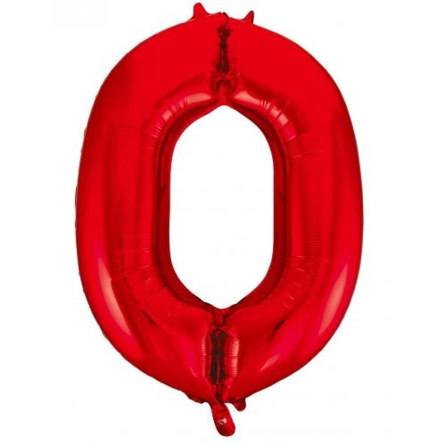 86cm Number 0 Red Foil Balloon #213820 - Each (Pkgd.) 
