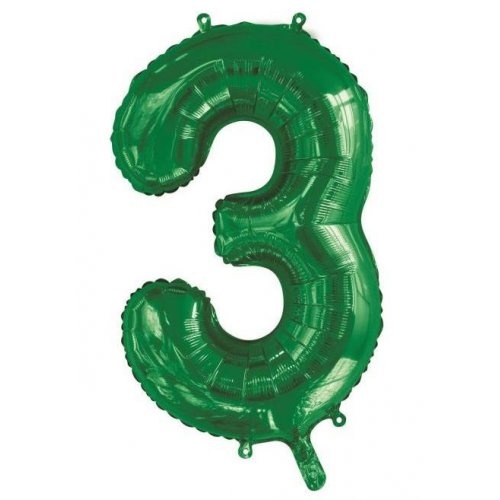 86cm Number 3 Green Foil Balloon #30213833 - Each (Pkgd.)